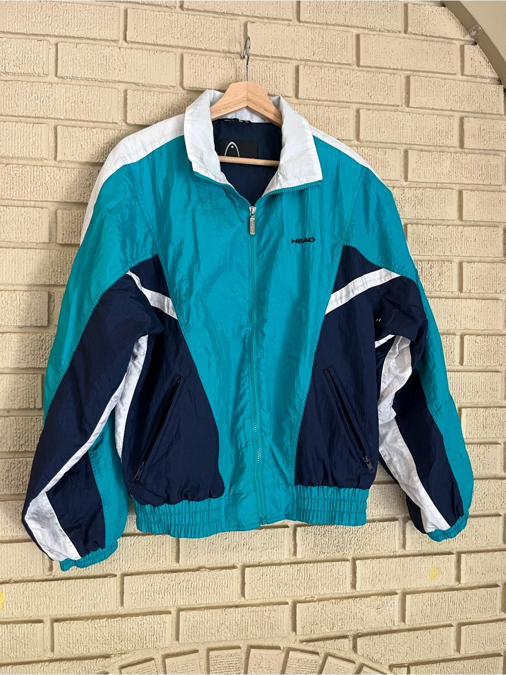 90s Vintage Head Men’s Nylon Colorblock Windbreaker Jacket Medium